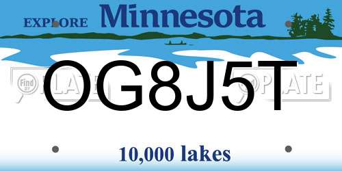 OG8J5T Minnesota License Plate