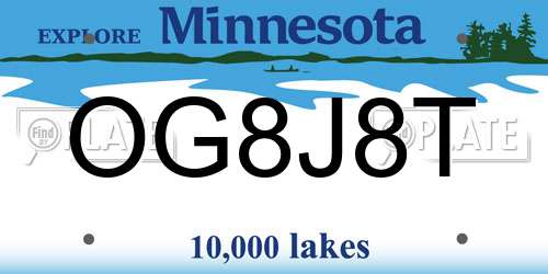OG8J8T Minnesota License Plate