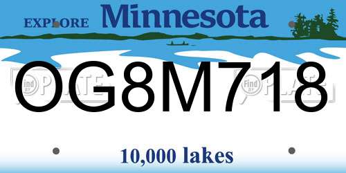 OG8M718 Minnesota License Plate