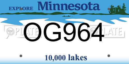 OG964 Minnesota License Plate