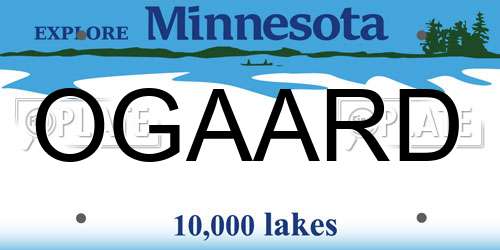 OGAARD Minnesota License Plate