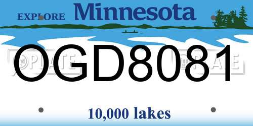 OGD8081 Minnesota License Plate