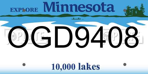 OGD9408 Minnesota License Plate