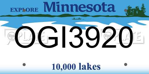 OGI3920 Minnesota License Plate