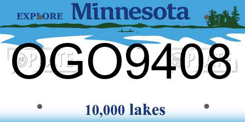 OGO9408 Minnesota License Plate