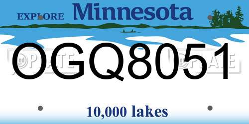 OGQ8051 Minnesota License Plate
