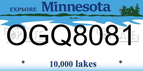 OGQ8081 Minnesota License Plate