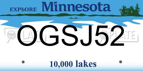 OGSJ52 Minnesota License Plate