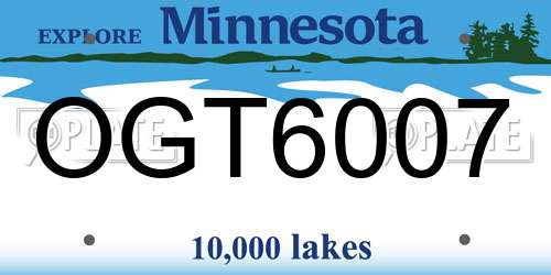 OGT6007 Minnesota License Plate