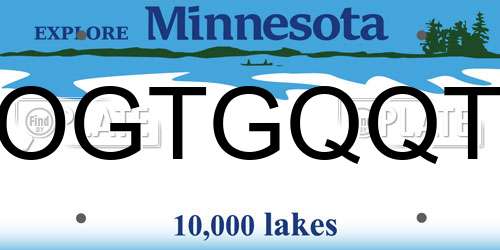 OGTGQQT Minnesota License Plate