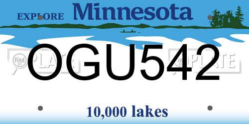 OGU542 Minnesota License Plate