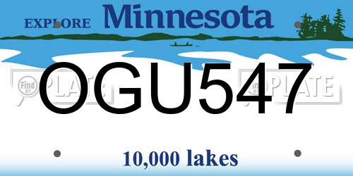 OGU547 Minnesota License Plate