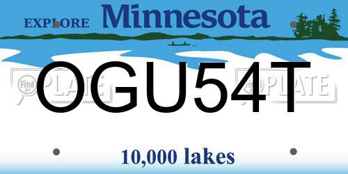 OGU54T Minnesota License Plate
