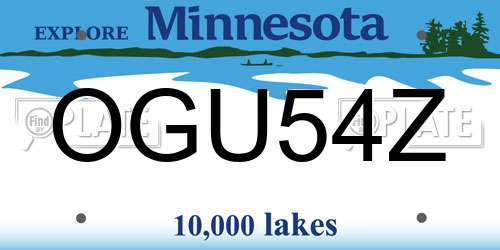 OGU54Z Minnesota License Plate