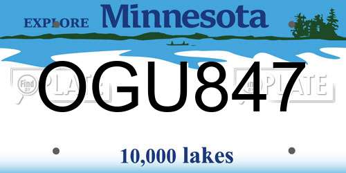 OGU847 Minnesota License Plate
