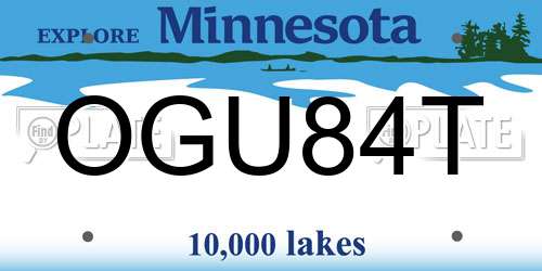 OGU84T Minnesota License Plate