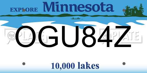 OGU84Z Minnesota License Plate