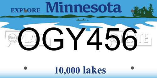 OGY456 Minnesota License Plate