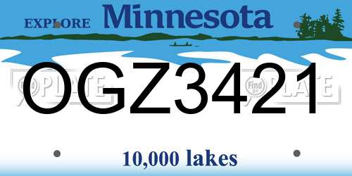 OGZ3421 Minnesota License Plate