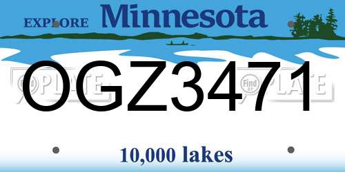 OGZ3471 Minnesota License Plate