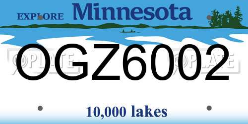 OGZ6002 Minnesota License Plate