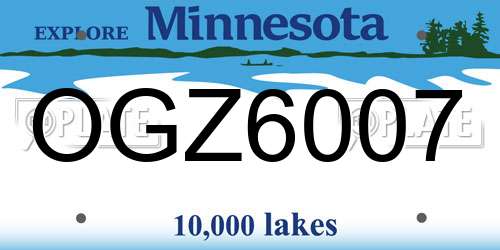 OGZ6007 Minnesota License Plate