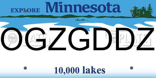 OGZGDDZ Minnesota License Plate