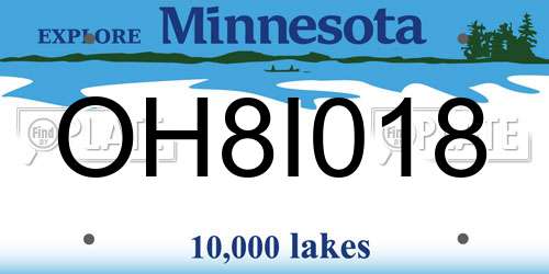 OH8I018 Minnesota License Plate