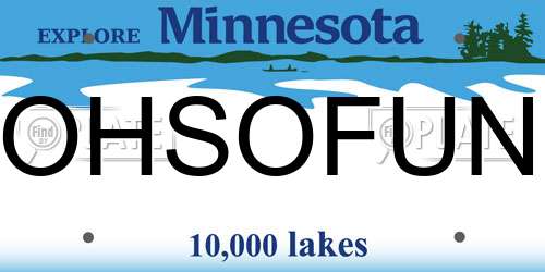 OHSOFUN Minnesota License Plate