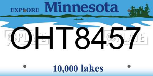 OHT8457 Minnesota License Plate