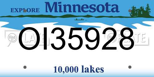 OI35928 Minnesota License Plate