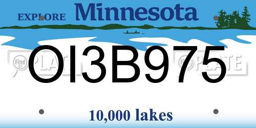 OI3B975 Minnesota License Plate