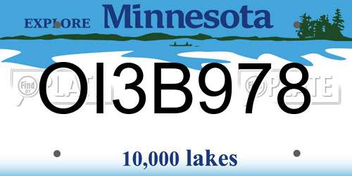 OI3B978 Minnesota License Plate