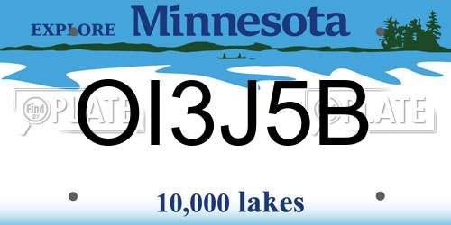 OI3J5B Minnesota License Plate