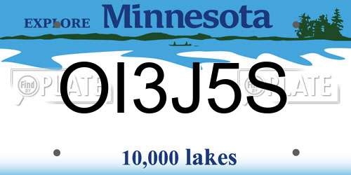 OI3J5S Minnesota License Plate