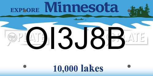 OI3J8B Minnesota License Plate