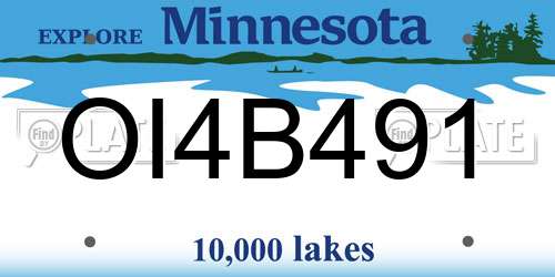 OI4B491 Minnesota License Plate