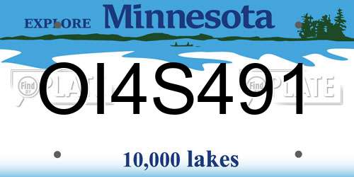 OI4S491 Minnesota License Plate