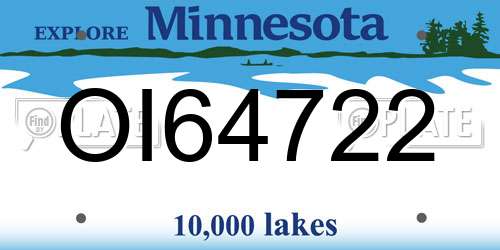 OI64722 Minnesota License Plate