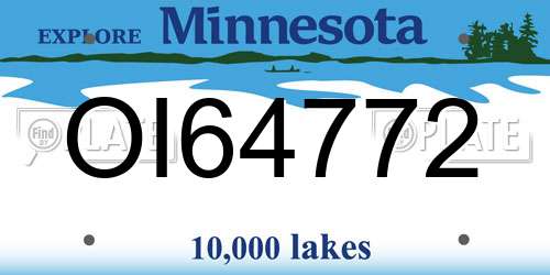 OI64772 Minnesota License Plate