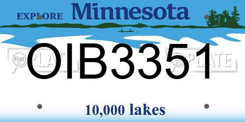 OIB3351 Minnesota License Plate