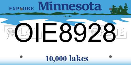 OIE8928 Minnesota License Plate