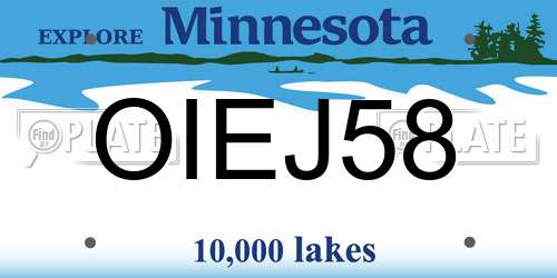OIEJ58 Minnesota License Plate