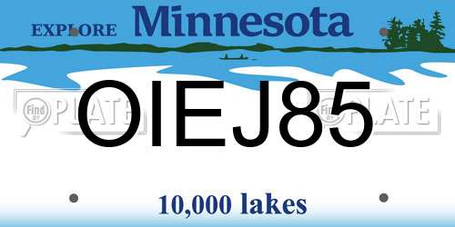 OIEJ85 Minnesota License Plate