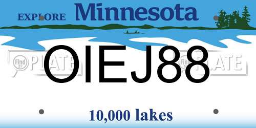 OIEJ88 Minnesota License Plate