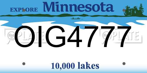 OIG4777 Minnesota License Plate