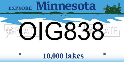 OIG838 Minnesota License Plate