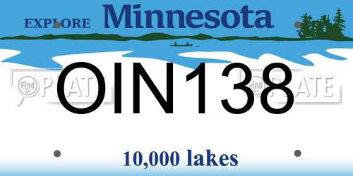 OIN138 Minnesota License Plate