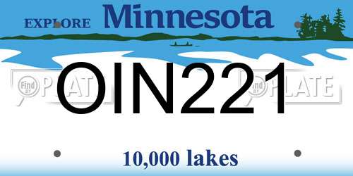 OIN221 Minnesota License Plate