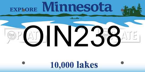 OIN238 Minnesota License Plate